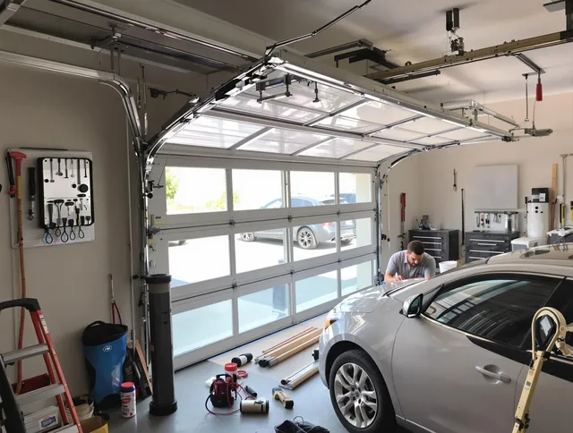 Garage door noise reduction service by Tiverton Garage Door Repair in Tiverton