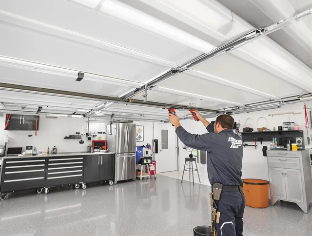 Overhead garage door repair service by Tiverton Garage Door Repair in Tiverton